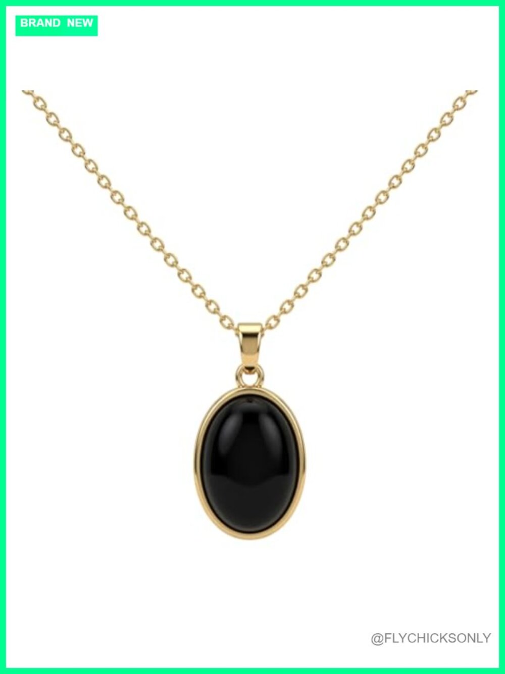 Oval Green Jade Necklace Natural Gemstone Pendant Gold Plated Reiki Jewelry
